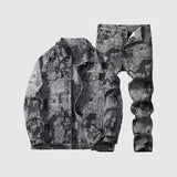 Mens Sophisticated Embossed Denim Jacket For Spring And Autumn In A Casual American Style printed denim jacket and jeans set for men