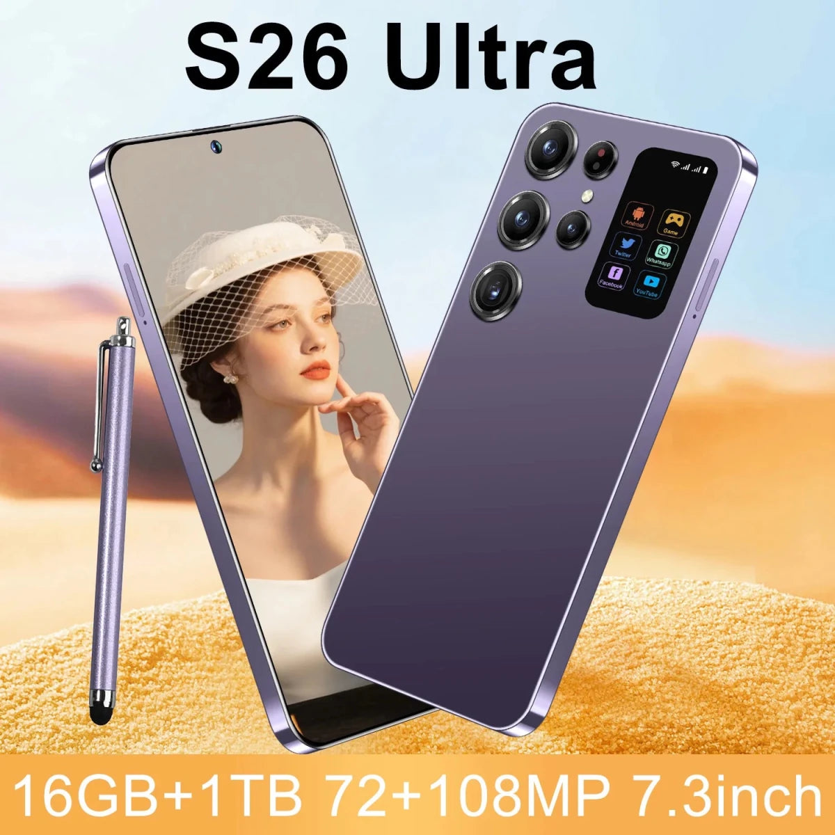 Face Recognition Unlock Original S26 Ultra 5G Smart Mobile Phone 7.3 - inch HD Screen 16GB RAM+1TB Storage Deca Core Processor Black Face Recognition Unlock Original S26 Ultra 5G Smart Mobile Phone 7.3 - inch HD Screen 16GB RAM+1TB Storage Deca Core Processor - shop_name