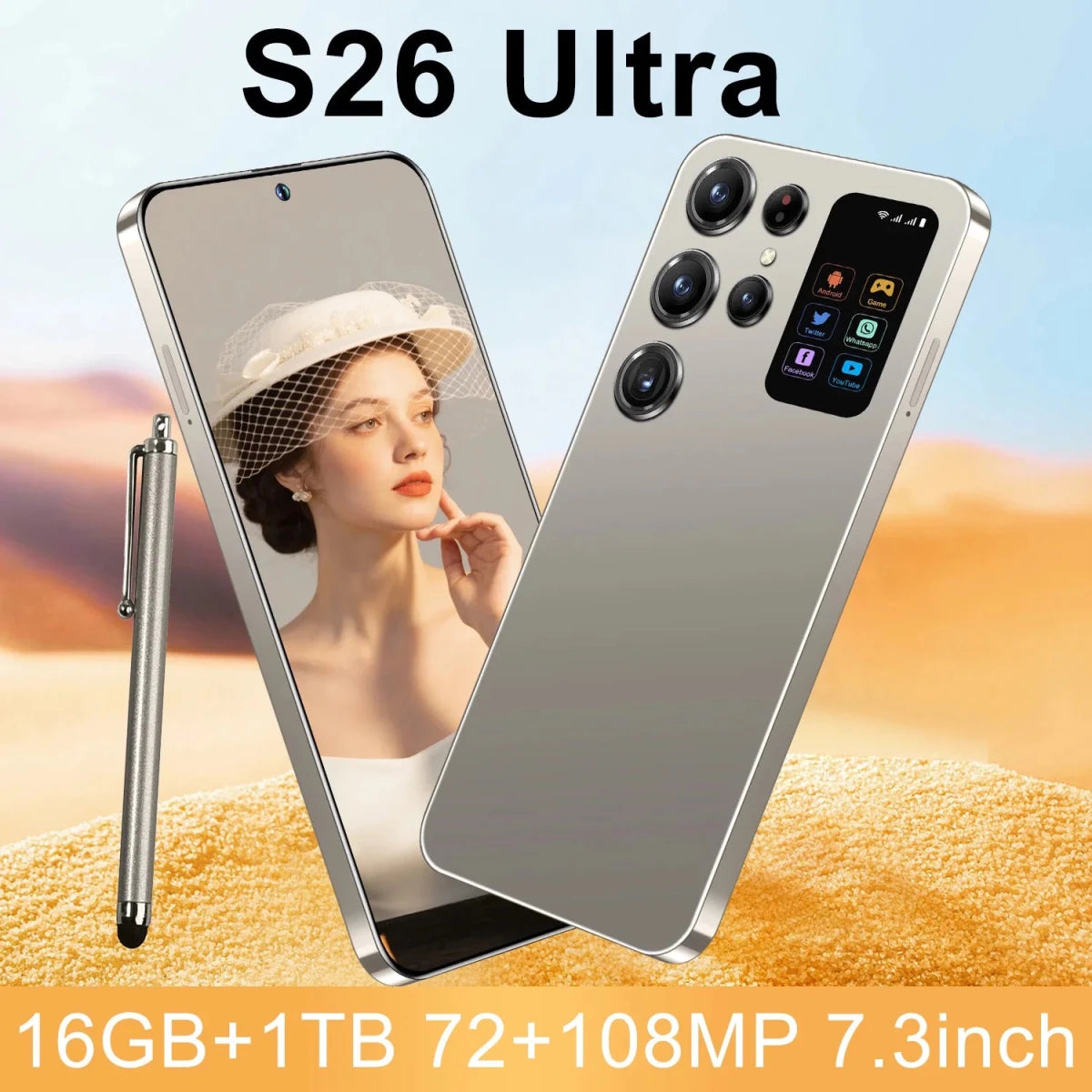 Face Recognition Unlock Original S26 Ultra 5G Smart Mobile Phone 7.3 - inch HD Screen 16GB RAM+1TB Storage Deca Core Processor Gray Face Recognition Unlock Original S26 Ultra 5G Smart Mobile Phone 7.3 - inch HD Screen 16GB RAM+1TB Storage Deca Core Processor - shop_name