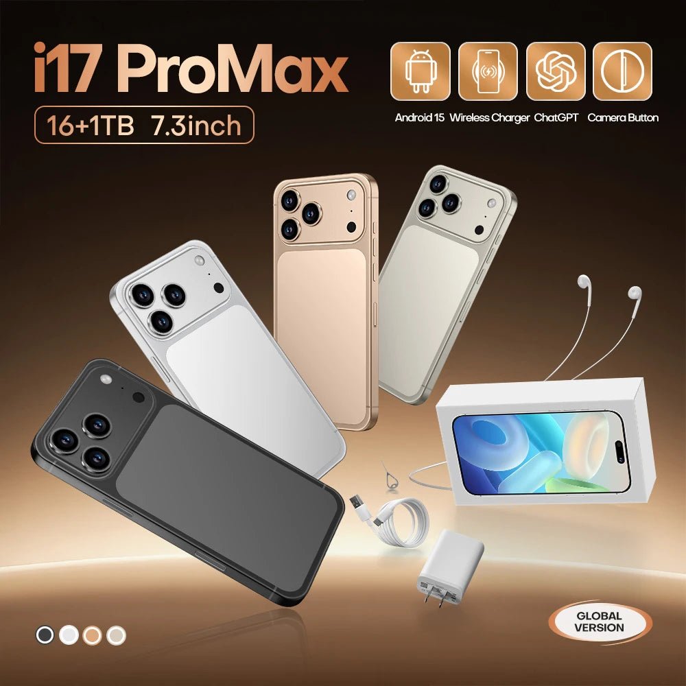 Factory Newest Global 5G Smart Phone I17 Promax OLED 16+1TB Android 15 NFC Octa Core LTE HD French German Spanish Gaming Phone Black Factory Newest Global 5G Smart Phone I17 Promax OLED 16+1TB Android 15 NFC Octa Core LTE HD French German Spanish Gaming Phone - shop_name