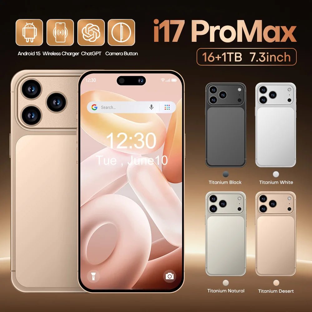 Factory Newest Global 5G Smart Phone I17 Promax OLED 16+1TB Android 15 NFC Octa Core LTE HD French German Spanish Gaming Phone Black Factory Newest Global 5G Smart Phone I17 Promax OLED 16+1TB Android 15 NFC Octa Core LTE HD French German Spanish Gaming Phone - shop_name