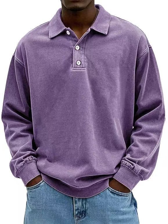 Fall Men's Long Sleeve Polo Shirts Casual Breathable Comfortable Tees Shirt Solid High Quality Sweatshirt Male T-Shirt Purple Fall Men's Long Sleeve Polo Shirts Casual Breathable Comfortable Tees Shirt Solid High Quality Sweatshirt Male T-Shirt - shop_name