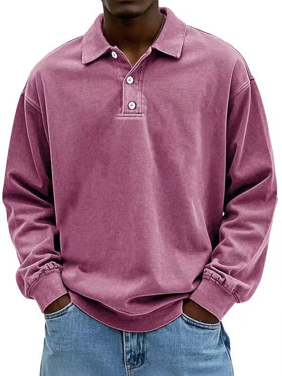 Fall Men's Long Sleeve Polo Shirts Casual Breathable Comfortable Tees Shirt Solid High Quality Sweatshirt Male T-Shirt Pink Fall Men's Long Sleeve Polo Shirts Casual Breathable Comfortable Tees Shirt Solid High Quality Sweatshirt Male T-Shirt - shop_name