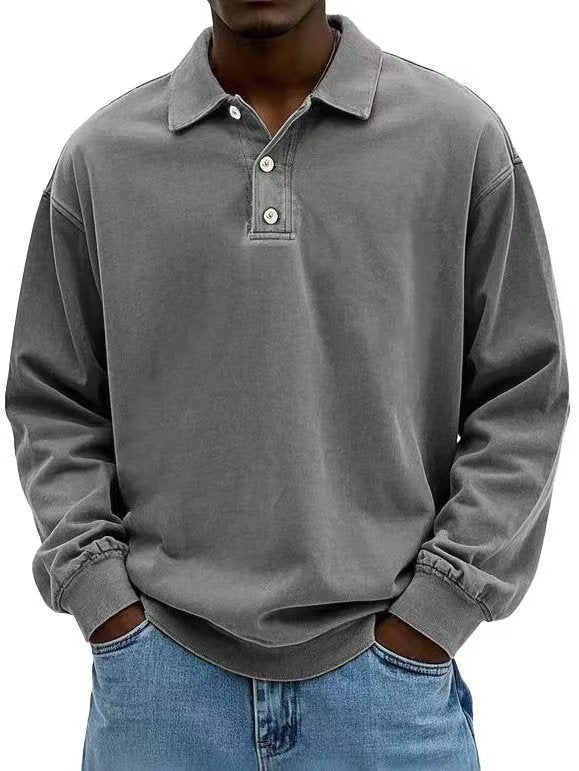 Fall Men's Long Sleeve Polo Shirts Casual Breathable Comfortable Tees Shirt Solid High Quality Sweatshirt Male T-Shirt Gray Fall Men's Long Sleeve Polo Shirts Casual Breathable Comfortable Tees Shirt Solid High Quality Sweatshirt Male T-Shirt - shop_name