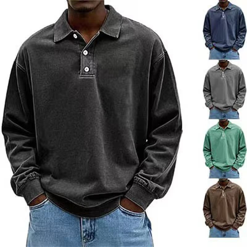 Fall Men's Long Sleeve Polo Shirts Casual Breathable Comfortable Tees Shirt Solid High Quality Sweatshirt Male T-Shirt Black Fall Men's Long Sleeve Polo Shirts Casual Breathable Comfortable Tees Shirt Solid High Quality Sweatshirt Male T-Shirt - shop_name