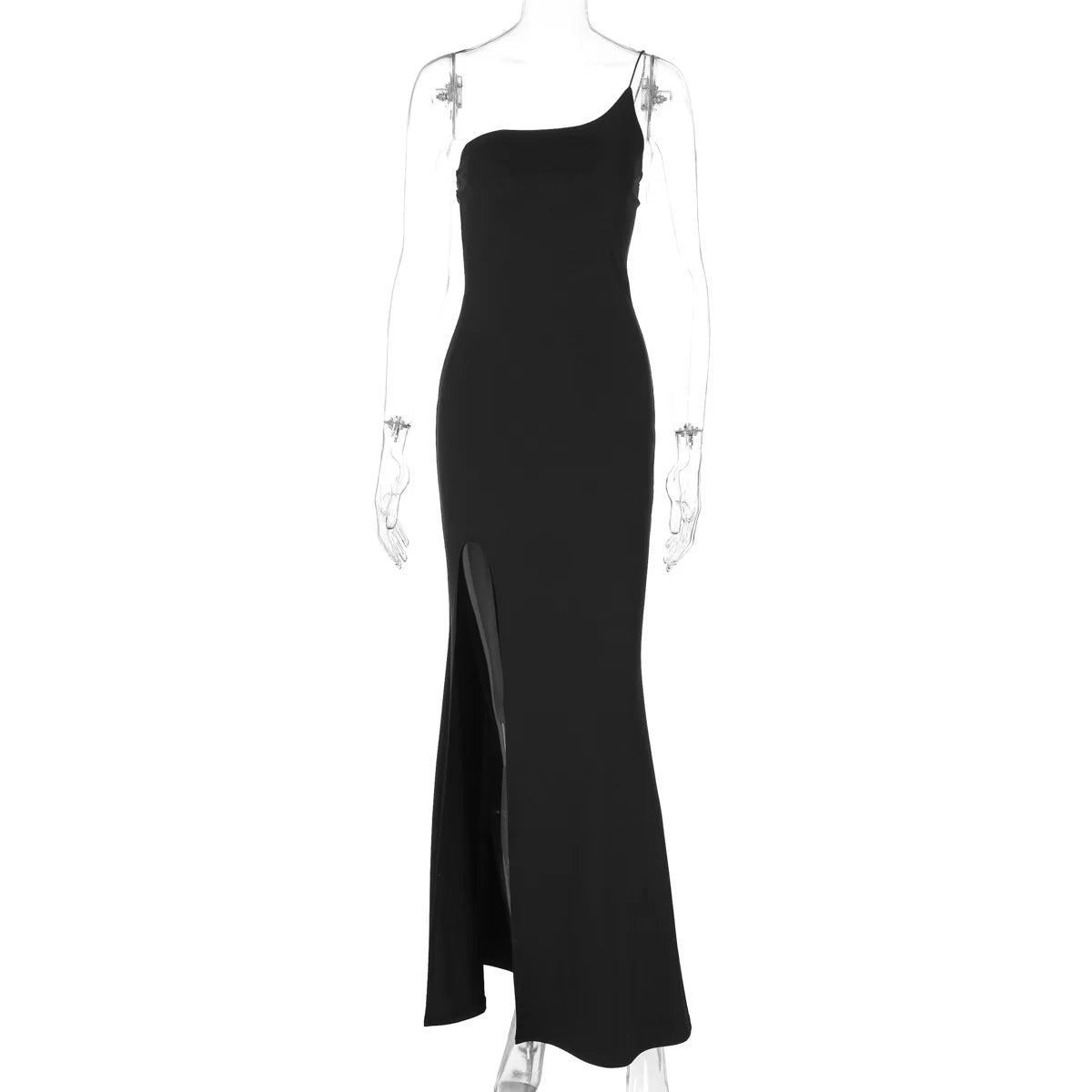 Fall Sexy Bombshell Casual Dress One - Shoulder Sleeveless Slit Evening Long Gown Black Fall Sexy Bombshell Casual Dress One - Shoulder Sleeveless Slit Evening Long Gown - shop_name