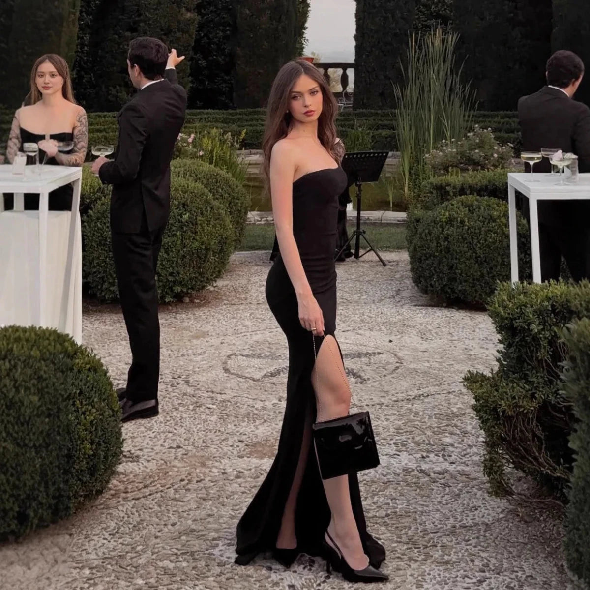 Fall Sexy Bombshell Casual Dress One - Shoulder Sleeveless Slit Evening Long Gown Black Fall Sexy Bombshell Casual Dress One - Shoulder Sleeveless Slit Evening Long Gown - shop_name