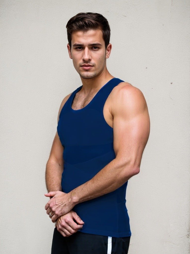 Fashion Personality Men's Breathable Mesh Tight Vest Navy Blue Fashion Personality Men's Breathable Mesh Tight Vest - shop_name