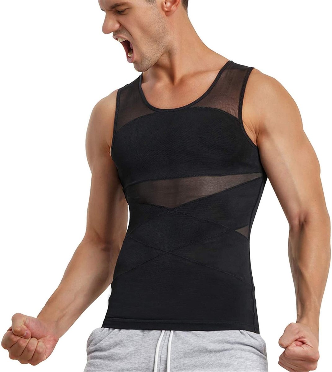 Fashion Personality Men's Breathable Mesh Tight Vest Black Fashion Personality Men's Breathable Mesh Tight Vest - shop_name