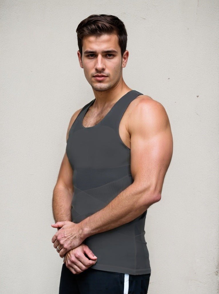 Fashion Personality Men's Breathable Mesh Tight Vest Gray Fashion Personality Men's Breathable Mesh Tight Vest - shop_name