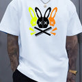 Fashion Unique Rabbit Skull Printed Men's T-shirt White Fashion Unique Rabbit Skull Printed Men's T-shirt - shop_name