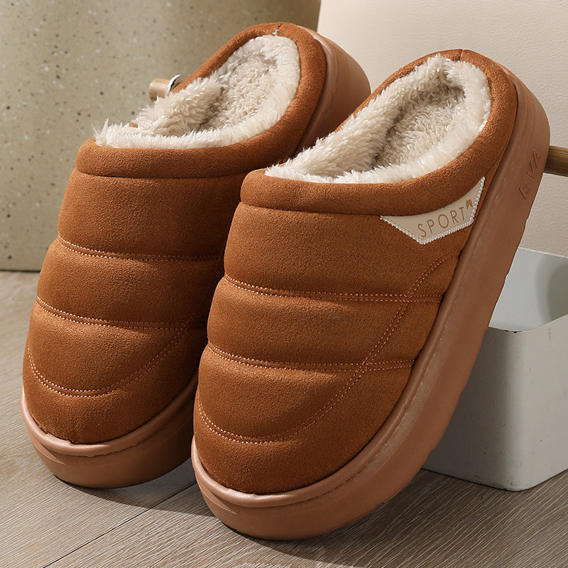 Fashion Solid Plush Slipper Winter Warm Indoor Floor Bedroom Home Slippers For Couple Thick-soled House Shoes Women Men null