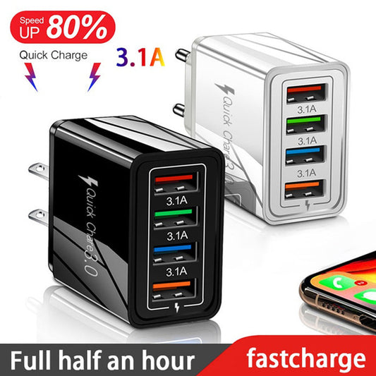 USB Charger Quick Charge 3.0 4 Phone Adapter For Tablet Portable Wall Mobile Charger Fast Charger null