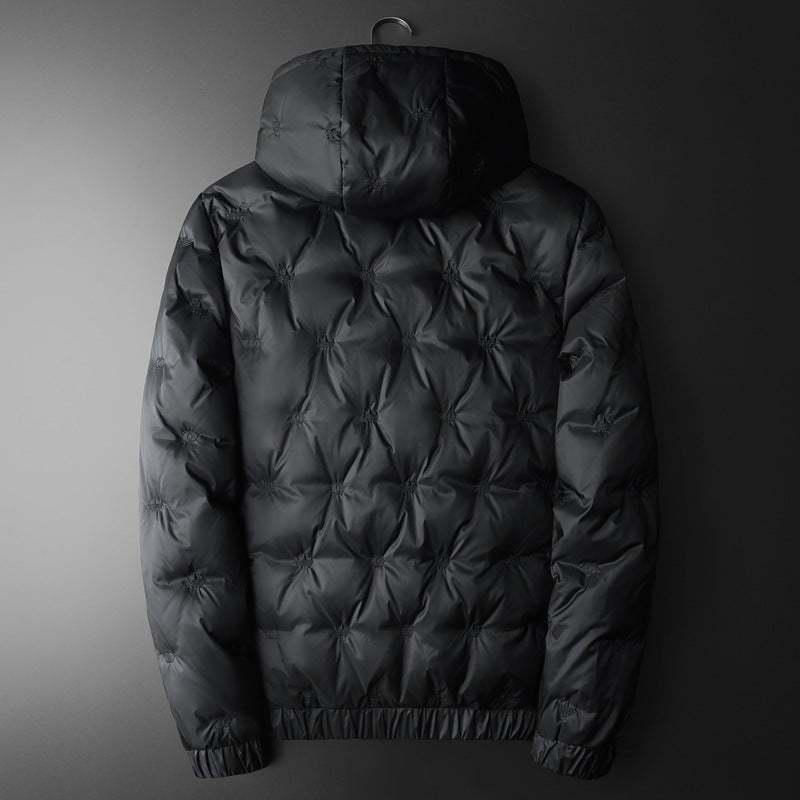 Embroidered Down Men's Plus Size Hooded Casual Down Jacket