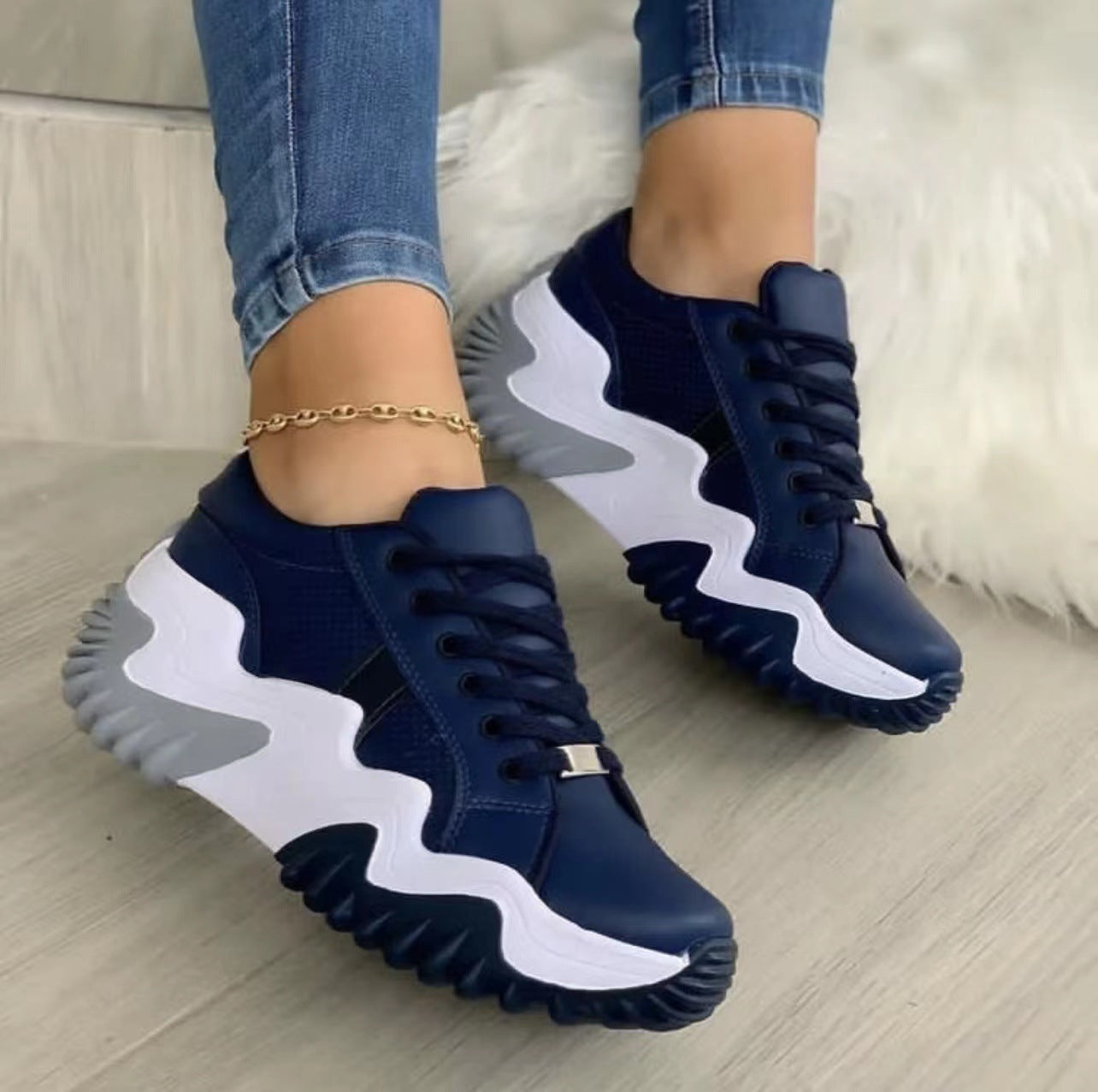 Women Shoes Lace-up Sports Sneakers null