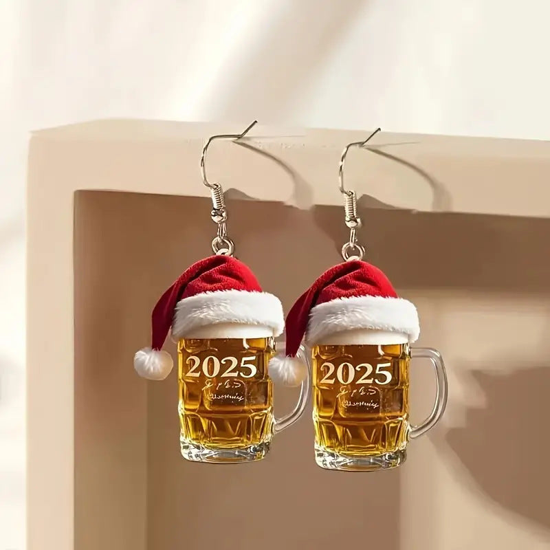 2025 Christmas Beer Steins Acrylic Earrings null