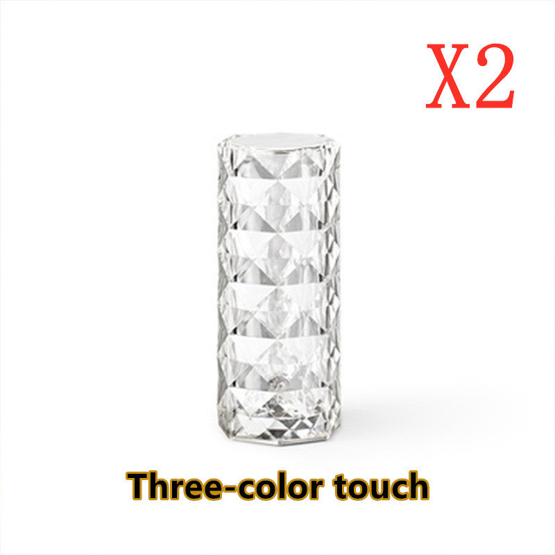 Nordic Crystal Lamp USB Table Lamps Bedroom Touch Dimming Atmosphere Diamond Night Light Rose Projector Lamp Decor null