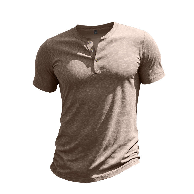 Muscle Bamboo Retro Henley Shirt Short Sleeve