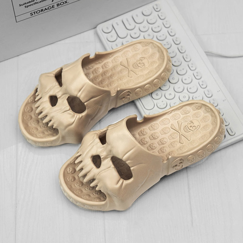 Personalized Skull Design Halloween Slippers Bathroom Indoor Outdoor Funny Slides Beach Shoes null