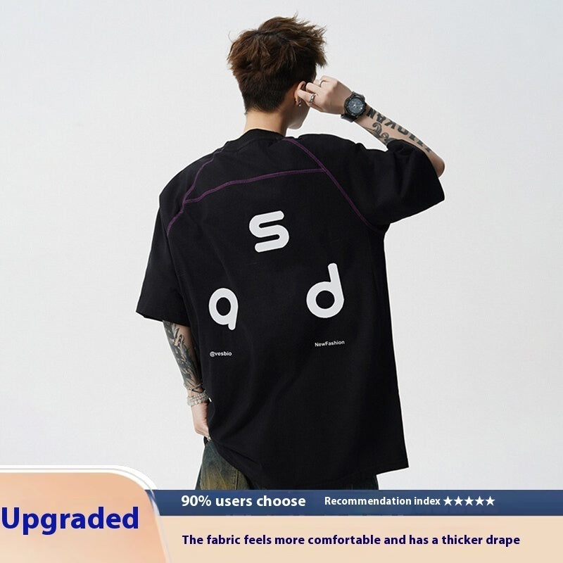 Cotton Letter Print Short-sleeve T-shirt