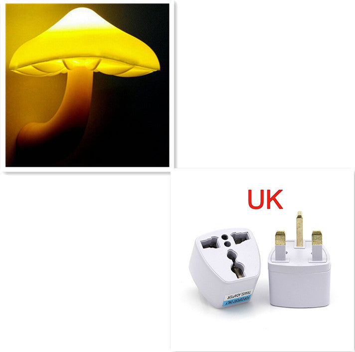 LED Night Light Mushroom Wall Socket Lamp EU US Plug Warm White Light-control Sensor Bedroom Light Home Decoration null