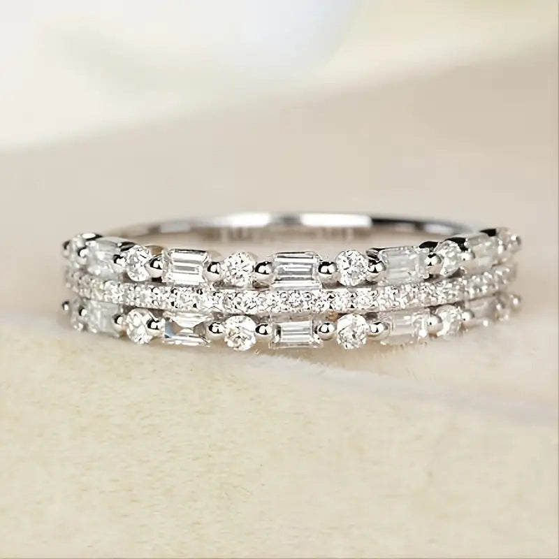 Multilayer Ring Three-layer Fine Circle Line Setting For Women Full Finger Rings Jewelry Gifts null