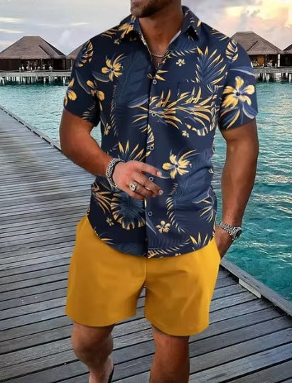 3D Digital Printing Shirt Short Sleeve Shorts Suit