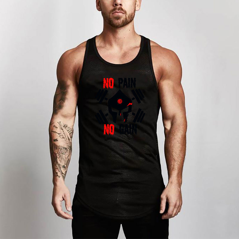 Punisher Skull GYM Mesh Breathable Fitness Vest Men's Round Lower Hem Sports Base Mesh Quick Drying Waistcoat null