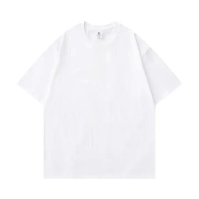 Plus Size Cotton Men's Blank T-Shirt White Oversized Retro Solid Color T-Shirt Large Size Men's Women's Fashion Short Sleeve Men's T-Shirt null