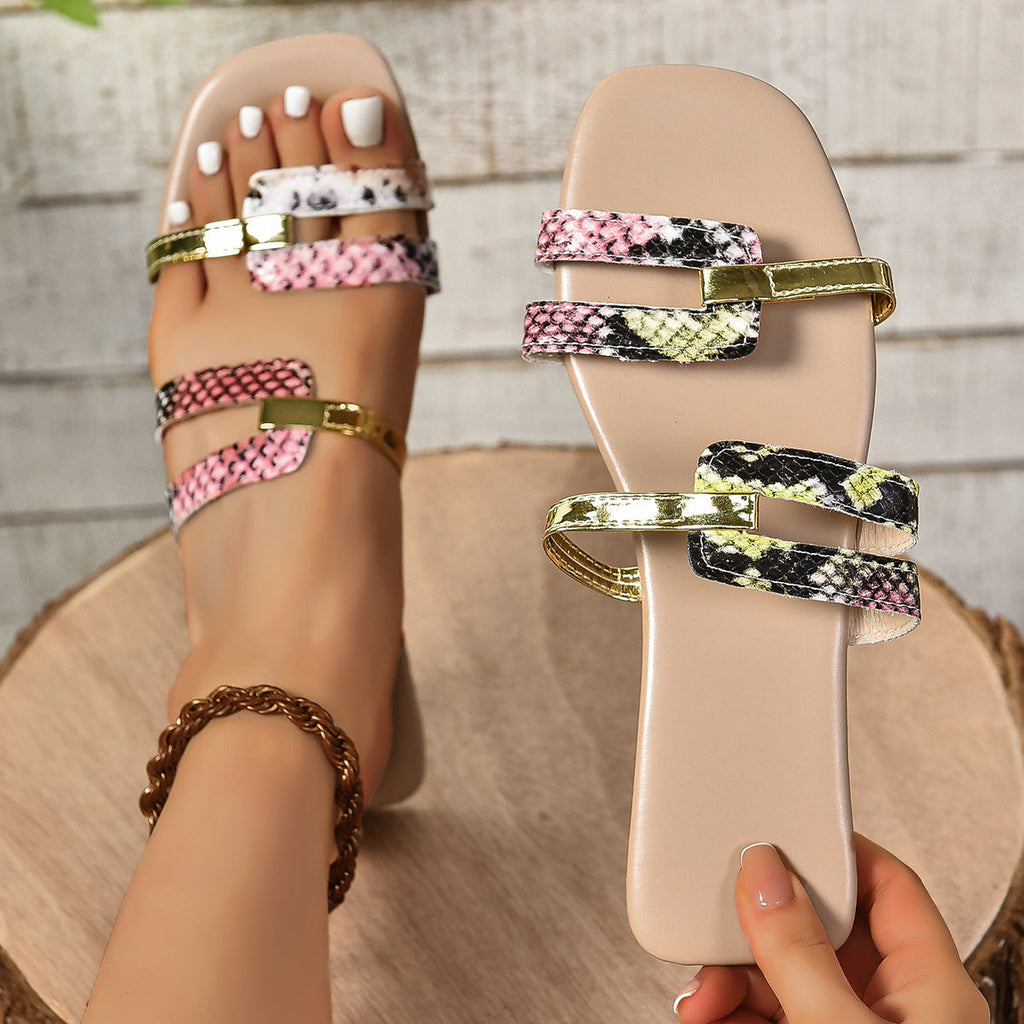 Foreign Trade Large Size Flat Bottom Sandals All-match Asymmetric - Update Avenue 