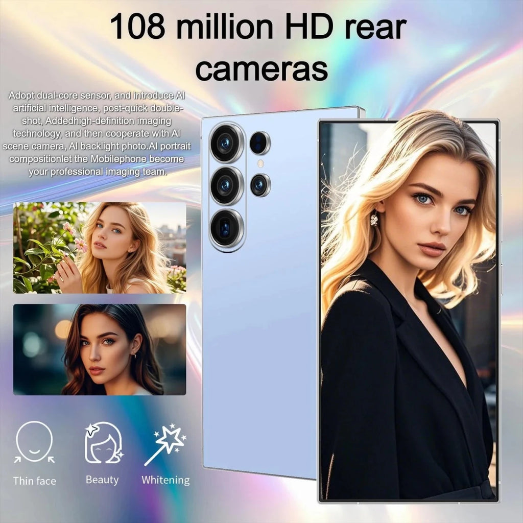 Full Screen S26 Ultra 5G Smartphone 16GB+1TB Storage Camera Unlocked Android Mobile Phone with Face ID Fingerprint Dual SIM Black Full Screen S26 Ultra 5G Smartphone 16GB+1TB Storage Camera Unlocked Android Mobile Phone with Face ID Fingerprint Dual SIM - shop_name