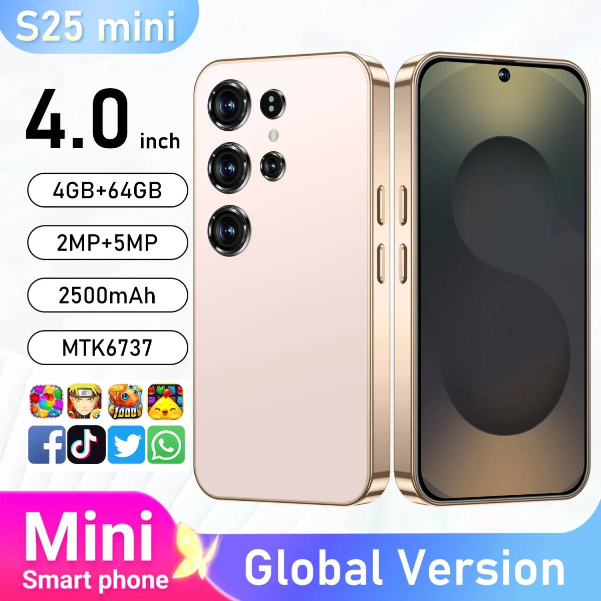Global Version S25 Mini Smartphone 4GB+64GB Android High Quality HD LED Mobile Phone LTE Cellular English Operating Hot Sale Black Global Version S25 Mini Smartphone 4GB+64GB Android High Quality HD LED Mobile Phone LTE Cellular English Operating Hot Sale - shop_name