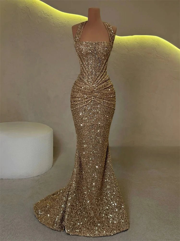 Gold Sequin Women 's Dress Sexy Sleeveless Square Neck Ruched Formal Dresses Female 2026 Spring Party Wedding Evening Event Wear Golden Gold Sequin Women 's Dress Sexy Sleeveless Square Neck Ruched Formal Dresses Female 2026 Spring Party Wedding Evening Event Wear - shop_name
