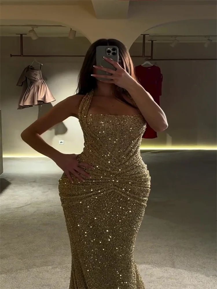 Gold Sequin Women 's Dress Sexy Sleeveless Square Neck Ruched Formal Dresses Female 2026 Spring Party Wedding Evening Event Wear Golden Gold Sequin Women 's Dress Sexy Sleeveless Square Neck Ruched Formal Dresses Female 2026 Spring Party Wedding Evening Event Wear - shop_name