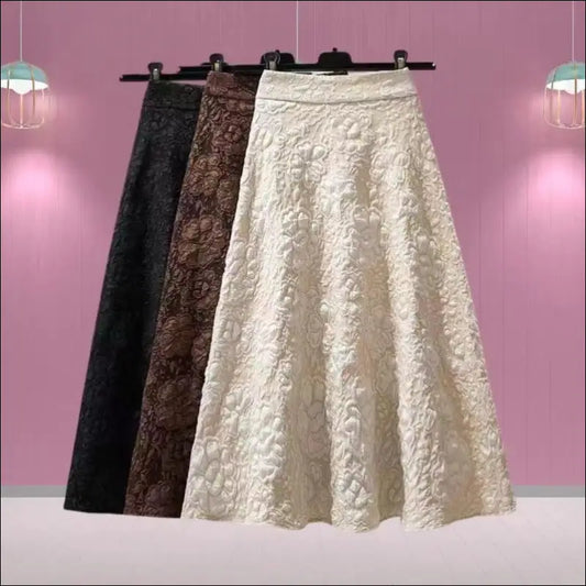 High Waist Hollow-out Floral Large Swing Umbrella Skirt - Update Avenue 