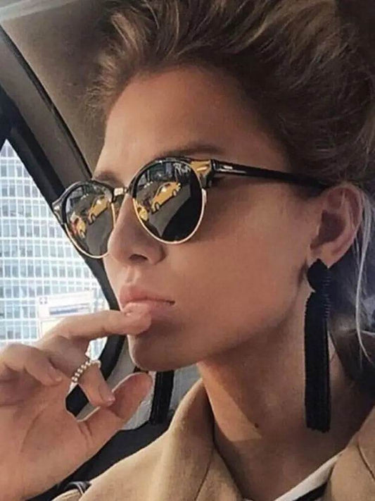 Hot Sale Round Sunglasses Half Frame Women Popular Brand Designer Retro Men Summer Style Sun Glasses - Update Avenue 