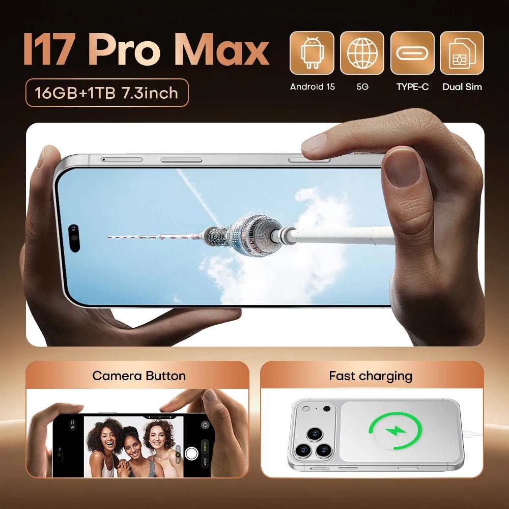 I17 Pro Max 7.3Inch 16GB + 1TB Octa - core Smartphone 108MP HD Display LTE/CDMA Unlocked OLED Mobile Phone Black I17 Pro Max 7.3Inch 16GB + 1TB Octa - core Smartphone 108MP HD Display LTE/CDMA Unlocked OLED Mobile Phone - shop_name