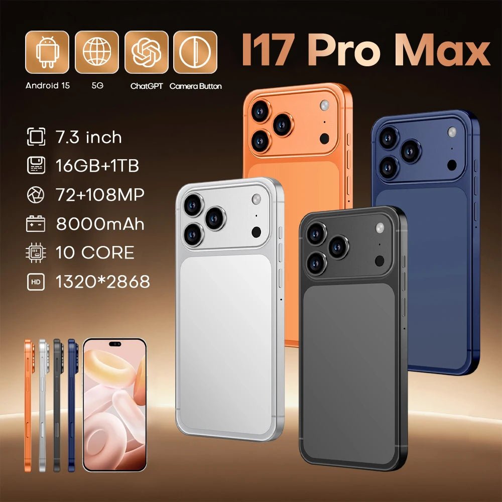 I17 Pro Max 7.3Inch 16GB + 1TB Octa - core Smartphone 108MP HD Display LTE/CDMA Unlocked OLED Mobile Phone Black I17 Pro Max 7.3Inch 16GB + 1TB Octa - core Smartphone 108MP HD Display LTE/CDMA Unlocked OLED Mobile Phone - shop_name