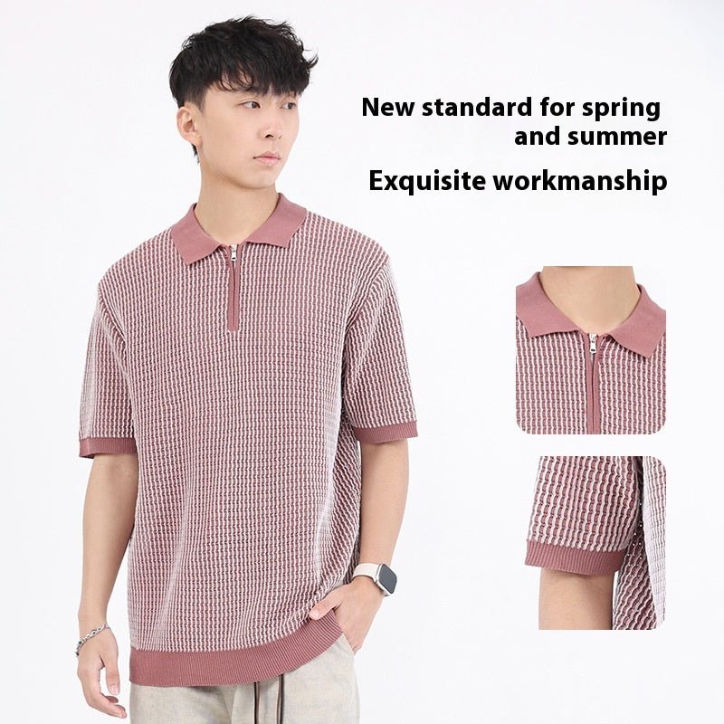 Ice Silk Polo Shirt Short - sleeved Men's High - grade Light Luxury Business Black Ice Silk Polo Shirt Short - sleeved Men's High - grade Light Luxury Business - shop_name