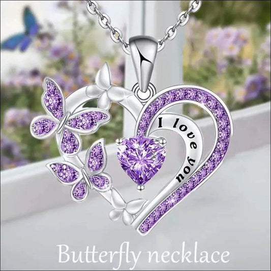 Ins Butterfly Love Necklace With Rhinestones Fashion Personality Hollow Heart-shaped Clavicle Chain Pendant Necklace For Valentine's Day - Update Avenue 