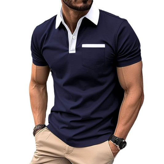 Lapel Fashion Slim Pocket Short-sleeved T-shirt Polo Shirt Men Clothing - Update Avenue 