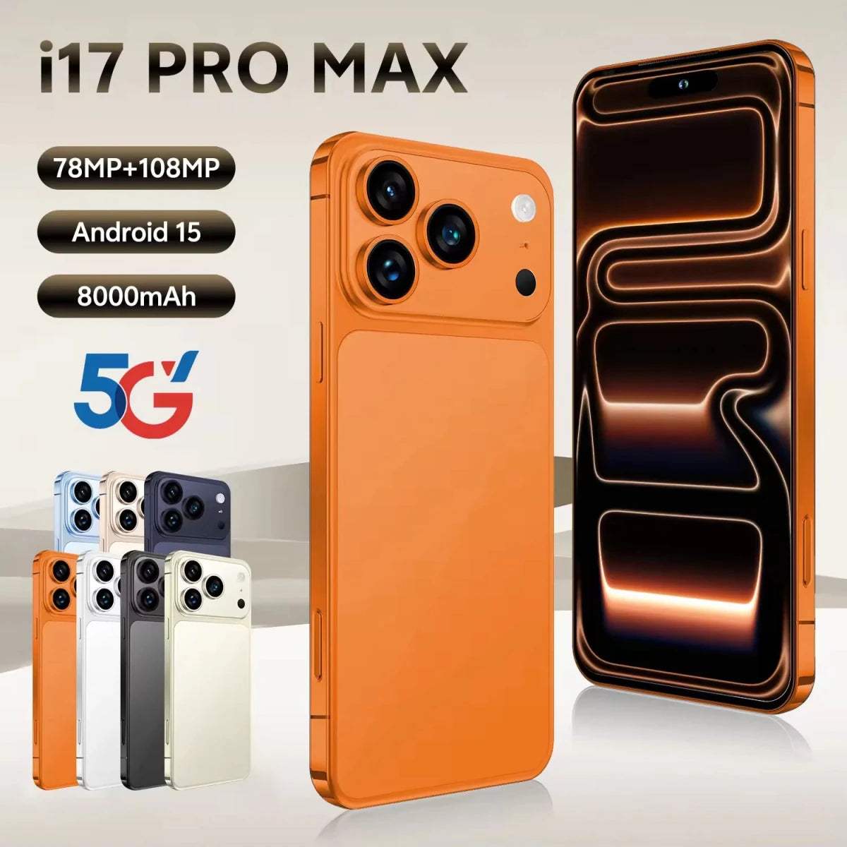 Latest Trends I17 Pro Max Smartphone High Quality Mobile Phone 4G/5G Telephone 6.9inch CellPhone Orange Latest Trends I17 Pro Max Smartphone High Quality Mobile Phone 4G/5G Telephone 6.9inch CellPhone - shop_name