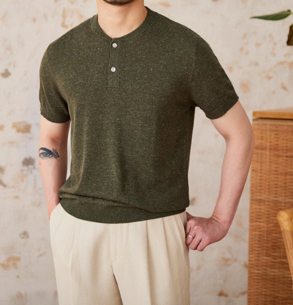 Linen Blended Men's Young Old Money Style Sweater GREEN Linen Blended Men's Young Old Money Style Sweater - shop_name