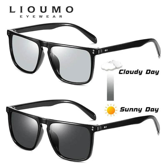 LIOUMO Rivet Square Photochromic Sunglasses Men Polarized Chameleon Glasses Women Classic Driving Goggle Anti-Glare gafas de sol - Update Avenue 