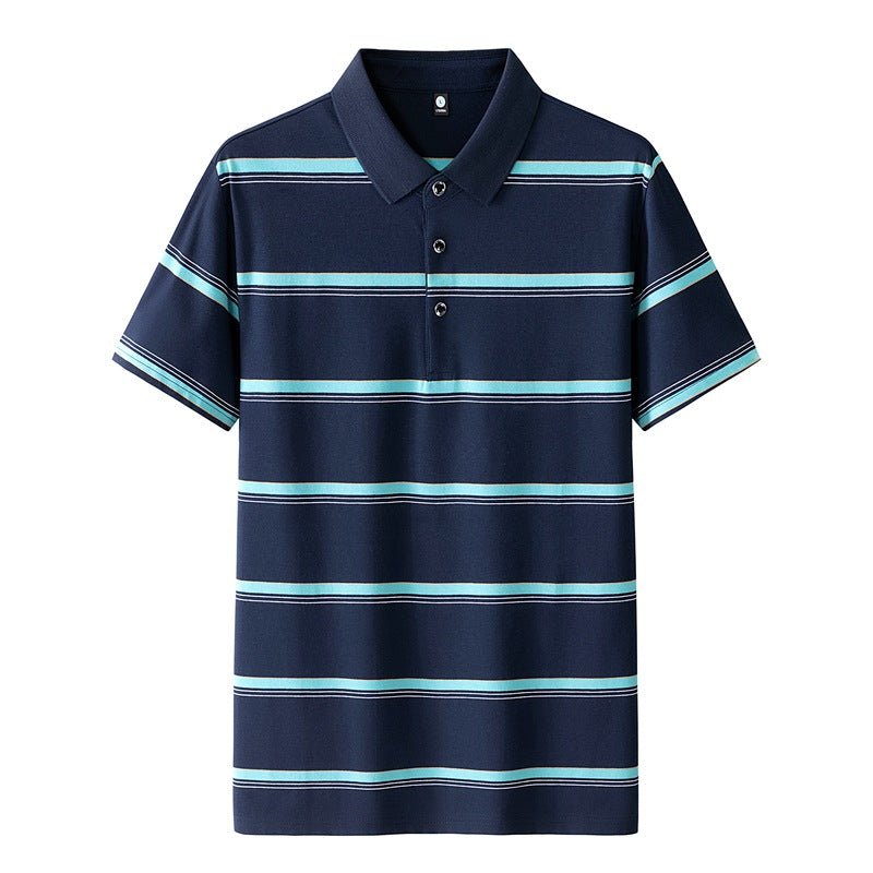 Loose - clothes Striped Matching Hong Kong Style Short Sleeve Sapphire Blue Loose - clothes Striped Matching Hong Kong Style Short Sleeve - shop_name