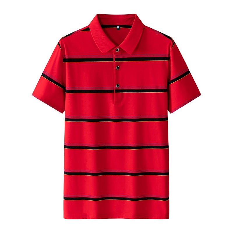 Loose - clothes Striped Matching Hong Kong Style Short Sleeve Bright Red Loose - clothes Striped Matching Hong Kong Style Short Sleeve - shop_name