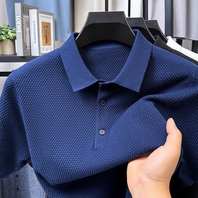 Loose Cotton Sweater Short Sleeve Navy Blue Loose Cotton Sweater Short Sleeve - shop_name