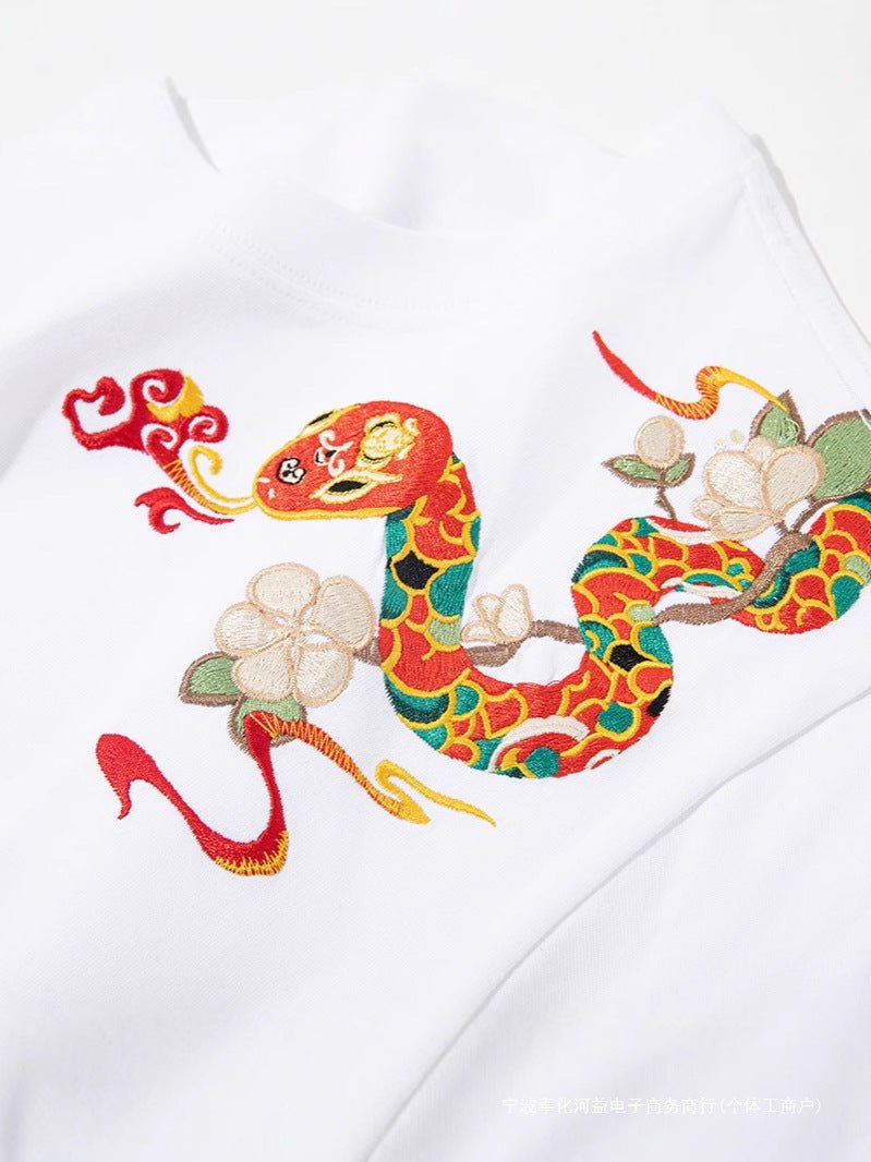 Loose T-shirt Embroidered Crew Neck Short Sleeve Black Loose T-shirt Embroidered Crew Neck Short Sleeve - shop_name