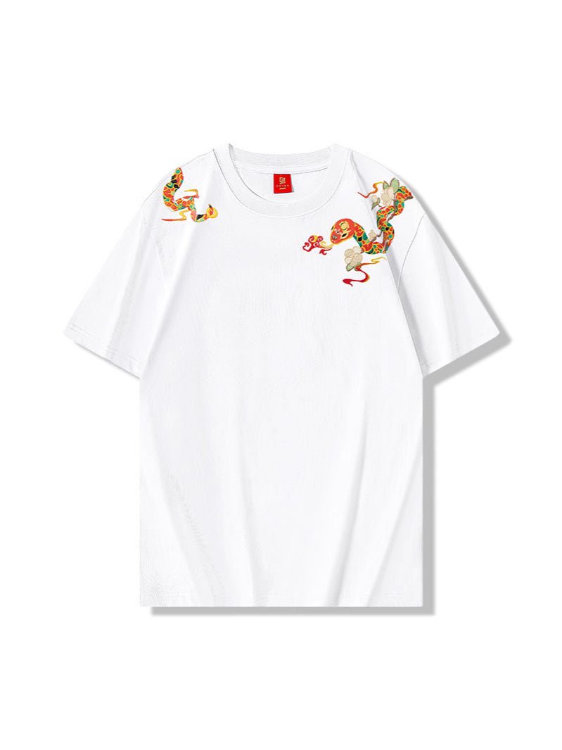 Loose T-shirt Embroidered Crew Neck Short Sleeve Black Loose T-shirt Embroidered Crew Neck Short Sleeve - shop_name