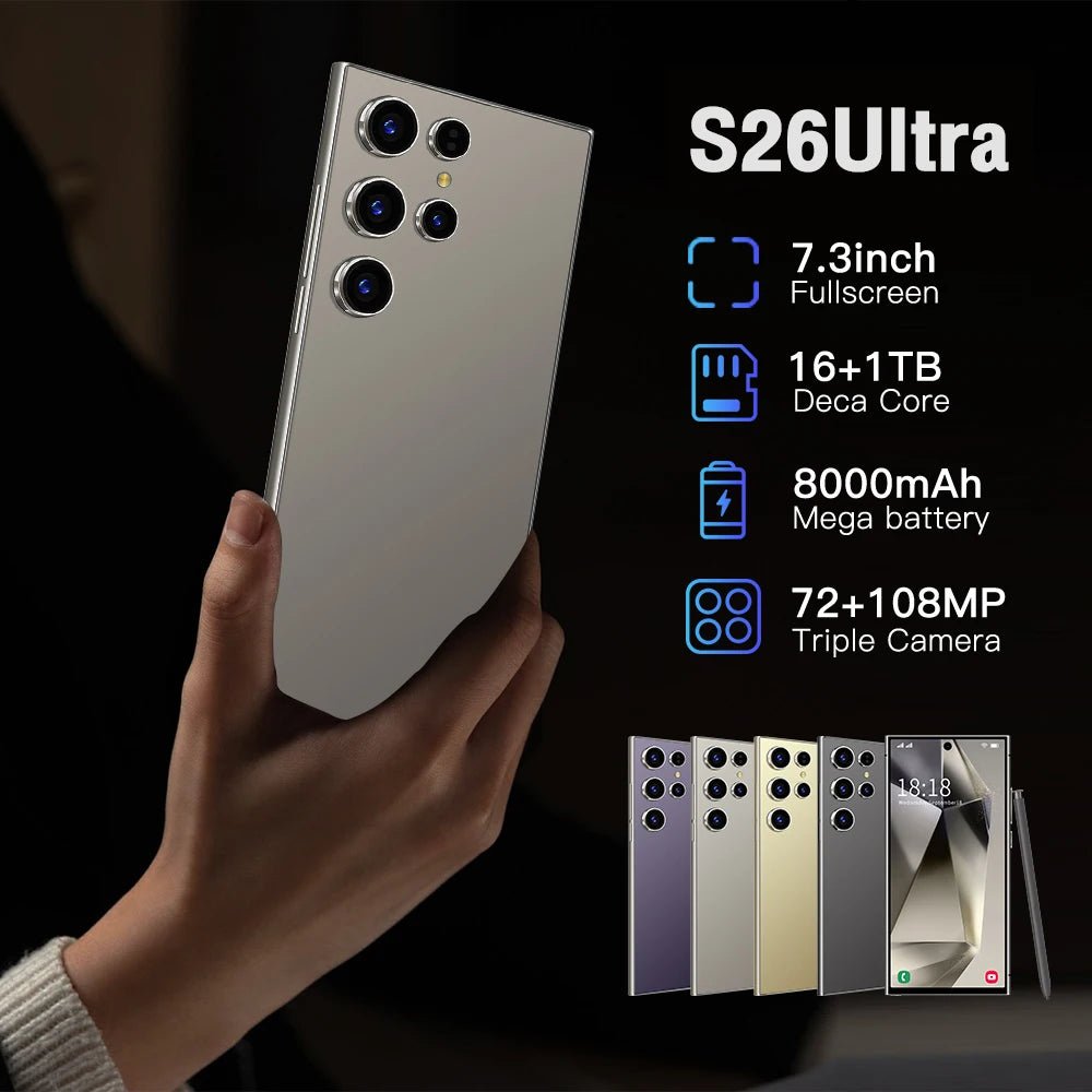 Low Price High Quality S26 Ultra 5G Smartphone 7.3 - inch HD Screen 16GB+1TB Storage Deca Core CPU Dual SIM Card Mobile Phone Black Low Price High Quality S26 Ultra 5G Smartphone 7.3 - inch HD Screen 16GB+1TB Storage Deca Core CPU Dual SIM Card Mobile Phone - shop_name